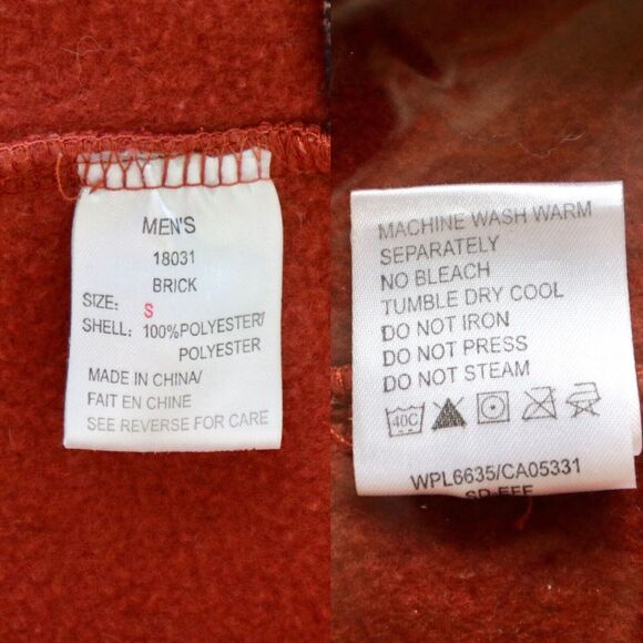 Woolrich Mens S Full Zip Fleece Vest Sweater Brick Burnt Orange - Picture 10 of 10